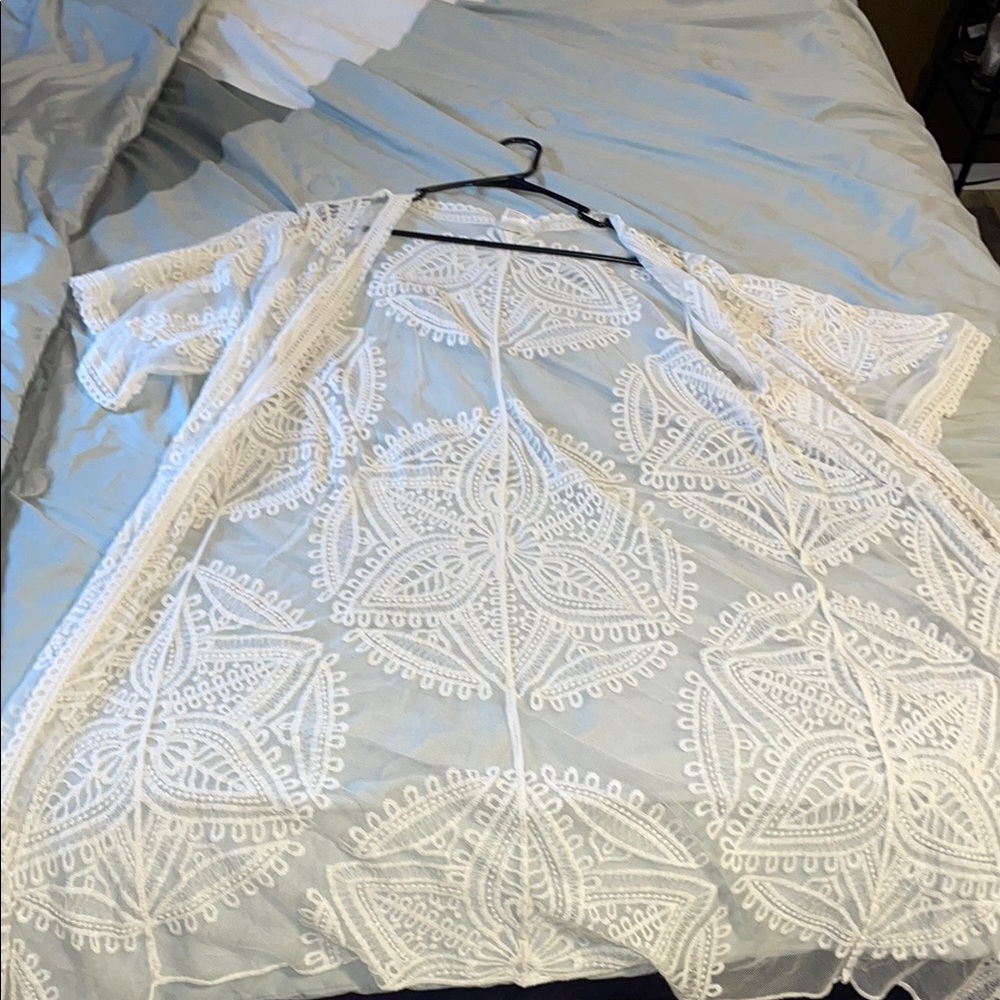 White Lace Kimono Cardigan